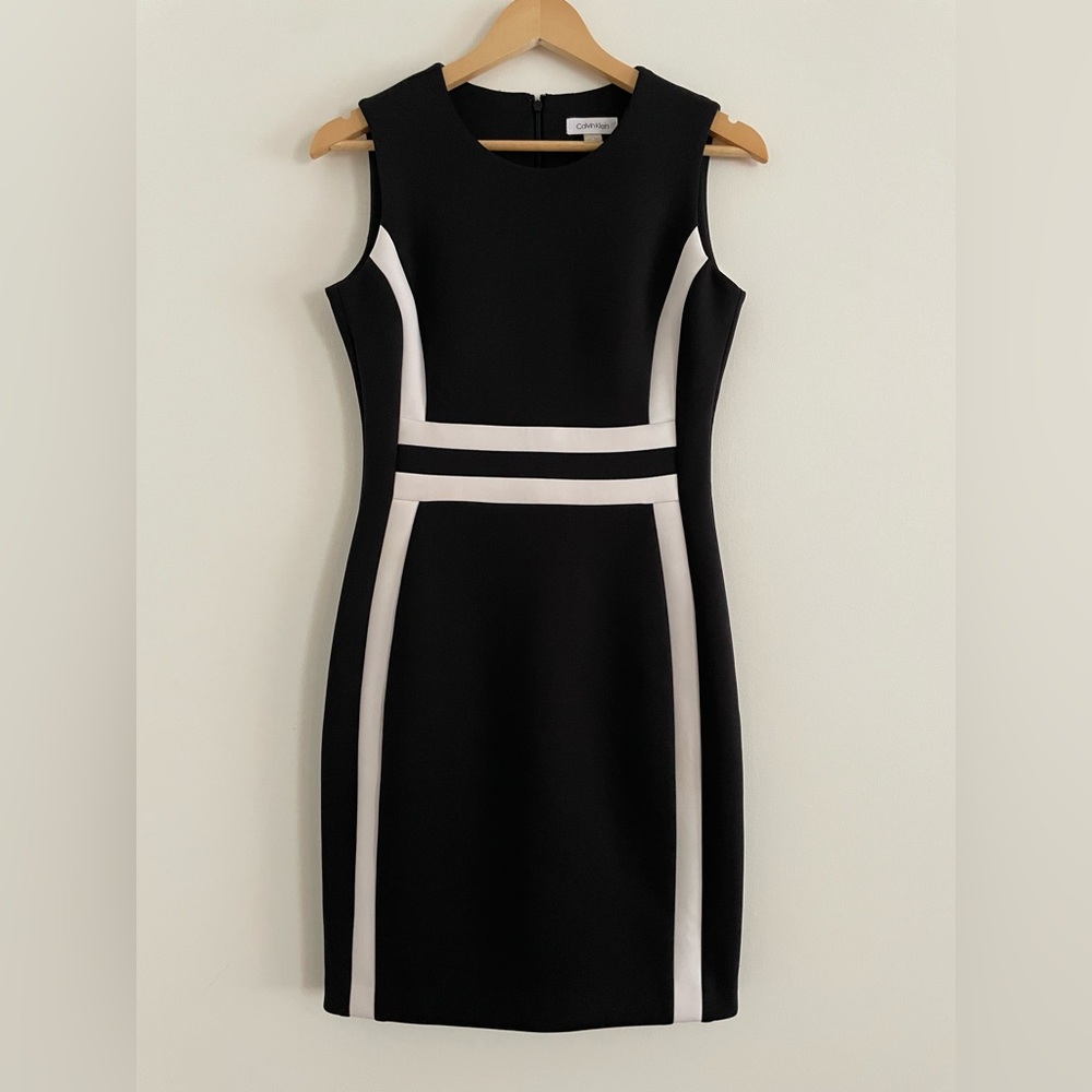 Calvin Klein Black and White Sheath Mini Dress